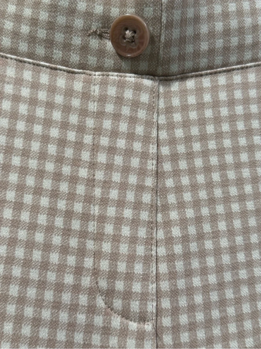Betabrand‎ Wide Leg Dress Tan Gingham Check Yoga Pants Women’s Size L Retro